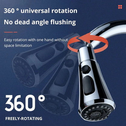 Metal Alloy Faucet Extender with 3 Modes – Water-Saving Home Shower Spray Filter