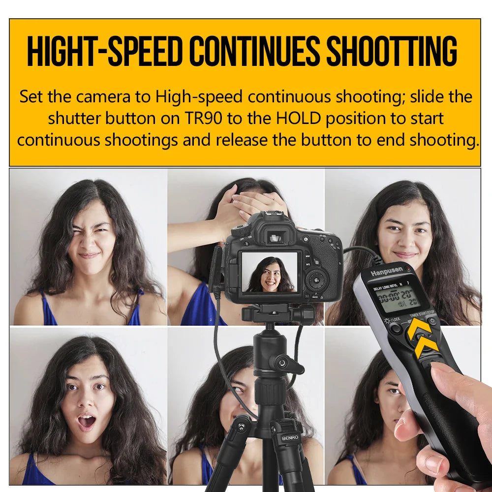 Camera Time Lapse Intervalometer — LCD Timer Remote Shutter Release for Canon, Nikon, Sony, Fujifilm, Olympus, Pentax