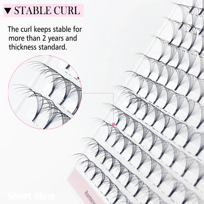 CoMango Premade Volume Fans Short Stem Russian Eyelash Extensions — 3D-10D Faux Mink Lashes Wholesale