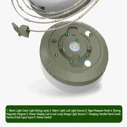 4-in-1 LED Camping Lamp Strip – 10M Waterproof Light Belt for Tent, Room & Outdoor Garden Decoration