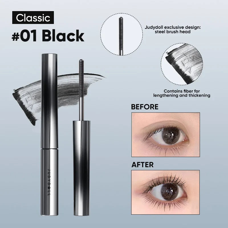 Judydoll Iron Mascara 2g – Waterproof, Slim, Long Curl & Thick Styling Mascara in Steel Tube