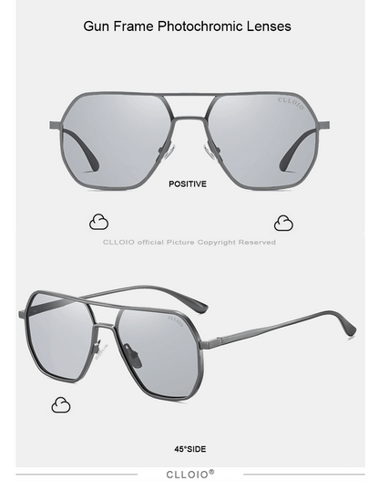 CLLOIO Fashion Aluminum Photochromic Sunglasses – Polarized Chameleon Anti-Glare Driving Glasses for Men & Women