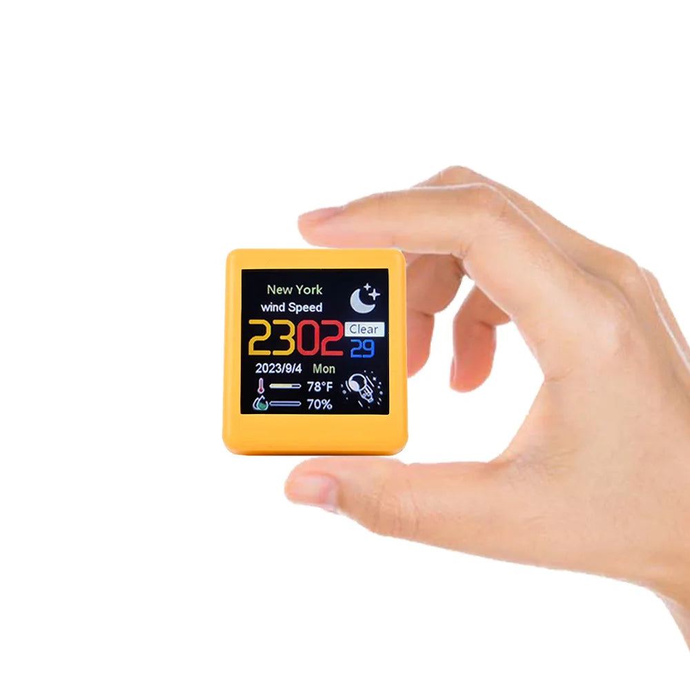 Small Portable Smart WiFi Weather Station – Temperature, Humidity, Time & Alarm Clock, Desktop Display Decoration