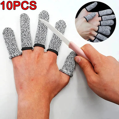 10Pcs Anti-Cut Finger Covers - Level 5 High-Strength Safety, Flexible Fingertip Protectors, Kitchen Tool for Enhanced Finger Protection