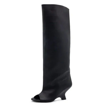 Women’s Knee-High Open Toe Boots 34-44 - 2026 Spring/Summer Chunky High Heel Fashion Boots