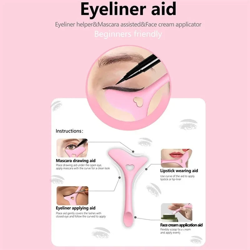 Multi-Functional Eyeliner Stencil - Wing Tips & Lipstick Aid, Reusable Silicone Makeup Tools