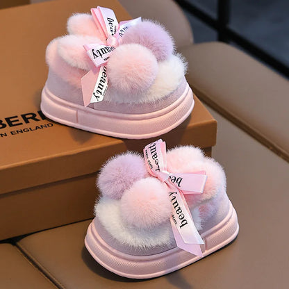 Kids Cotton Winter Slippers - Cartoon Non-Slip Indoor House Shoes with Heel Cover