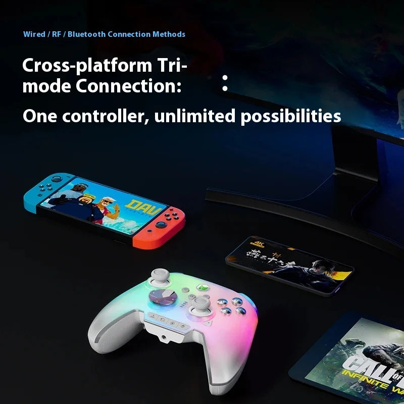 Bigbigwon Rainbow3 Wireless Game Controller Charging Base – RGB Magnetic Dock for PC Gaming