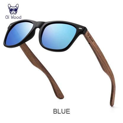 Oi Wood Natural Wooden Polarized Sunglasses for Men – Fashion Sun Glasses with TR90 Frames