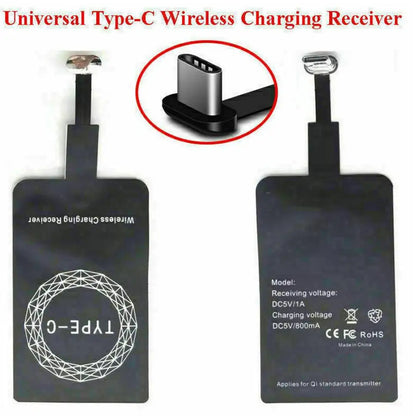 Type-C Wireless Charging Receiver Ultra-Thin Fast Charging Adapter – Stable Wireless Charger Patch for Samsung, Huawei & Xiaomi