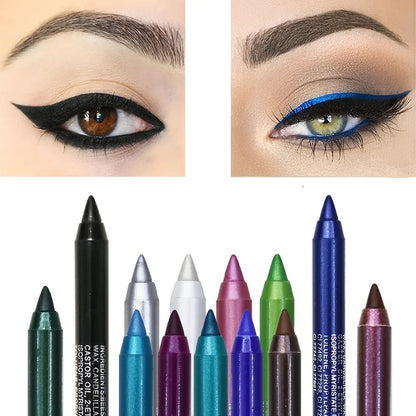 14 Color Metallic Eyeliner Pen – High Pigmented, Pearly Shimmer, Smokey & Punk Style, Long-Lasting & Waterproof