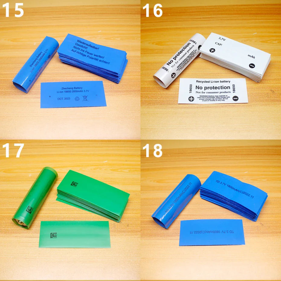 100pcs 18650 Lithium Battery Heat Shrink Wrap PVC Sleeves – Insulation Packaging Film for Battery Protection