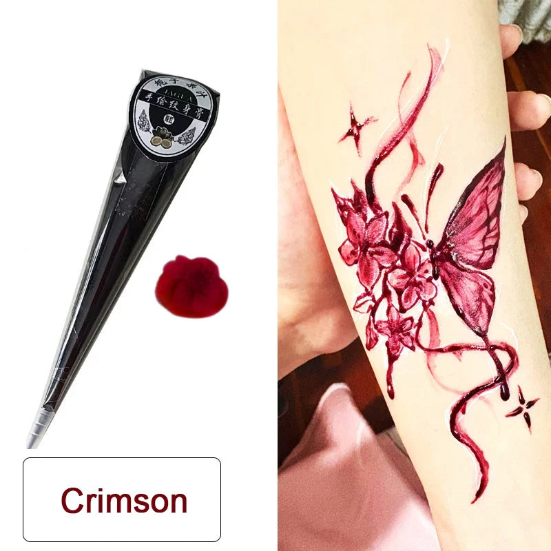 Henna Temporary Tattoo Cone – Non-Toxic Waterproof Body Art Paste for Skin Decoration, Festival & Creative Body Painting