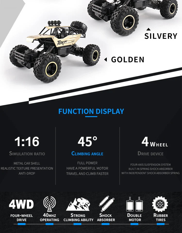 1:12 RC Off-Road 4WD Monster Truck – High-Speed 20Km/h All-Terrain Remote Control Car for Adults & Beginners