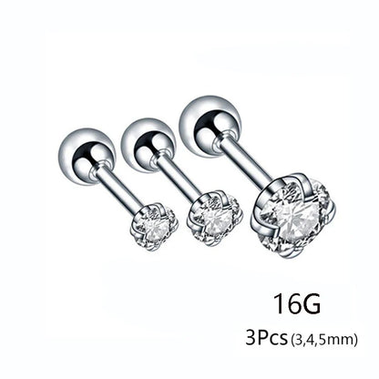 20G Titanium Stud Earrings – Hypoallergenic Tiny Cubic Zirconia Screw Back Cartilage & Tragus Piercing Jewelry