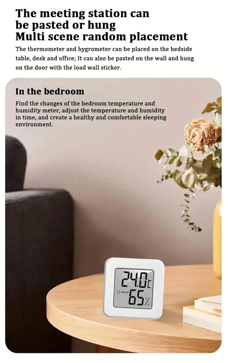 Indoor Mini Temperature & Humidity Meter – Portable Digital Display for Bedroom & Home