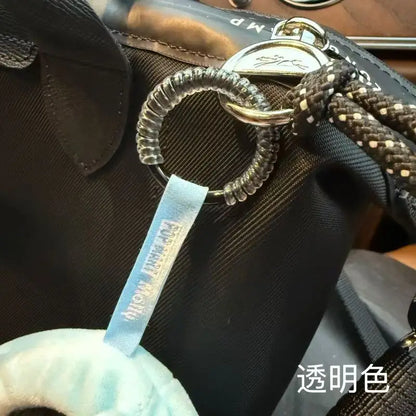 Labubu Anti-Drop Silicone Keychain — Colorful Winding Rope with Protective Ring, Fixed Safety Buckle