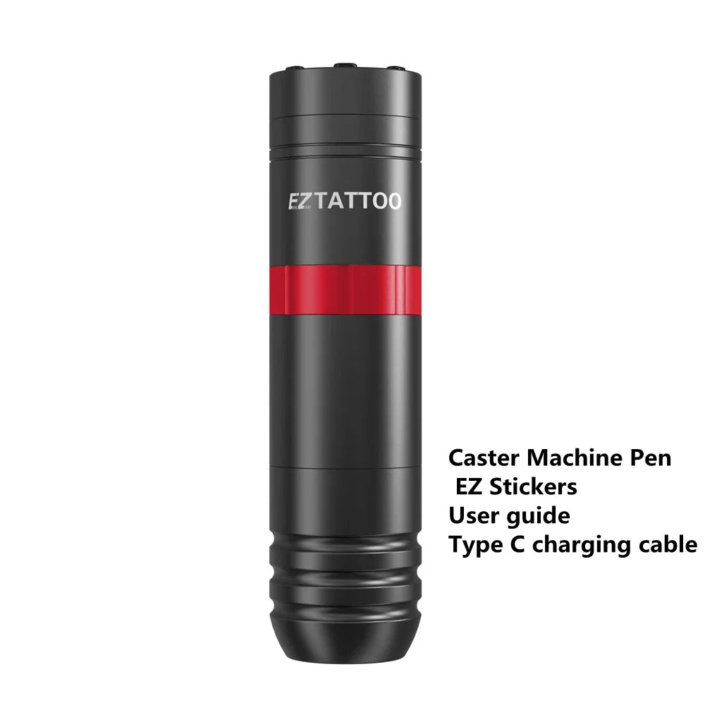 EZ Caster Wireless Rotary Tattoo Machine Pen – Battery Powered with 1500mAh Portable Power Pack and LED Display