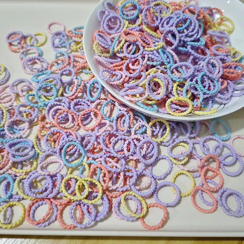 [100 Pack] Baby Rubber Bands - High Elastic, Seamless Thumb Rings for Toddlers, Gentle on Hair Scrunchies Set