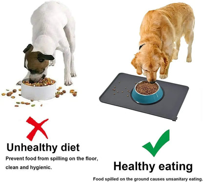 Waterproof Silicone Pet Food Mat – Non-Slip High-Lipped Feeding Bowl Mat for Cats & Dogs, Non-Stick Floor Protector Pad