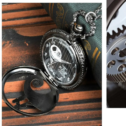 Fashion Skeleton Quartz Pocket Watch with Chain Necklace - Vintage Pendant Clock for Men & Women