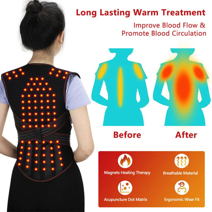 Tourmaline Magnetic Heated Vest — Self-Heating Thermal Clothing, Lumbar Waist Brace, Posture Corrector & Pain Relief Corset