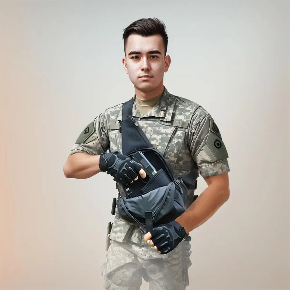 Outdoor Hunting Tactical Shoulder Bag - Concealed Carry Pistol Holster, Waterproof Crossbody Gun Sling Chest Pack