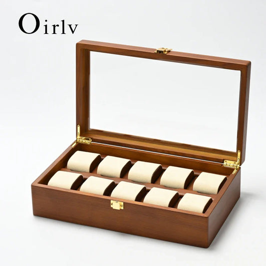 Oirlv 10-Slot Watch Box – Large Multifunctional Jewelry & Watch Organizer Display Case