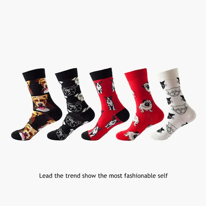 Men's Cotton Dress Socks 5-Pair Pack - Funny Casual Novelty Crew Socks Gift Set