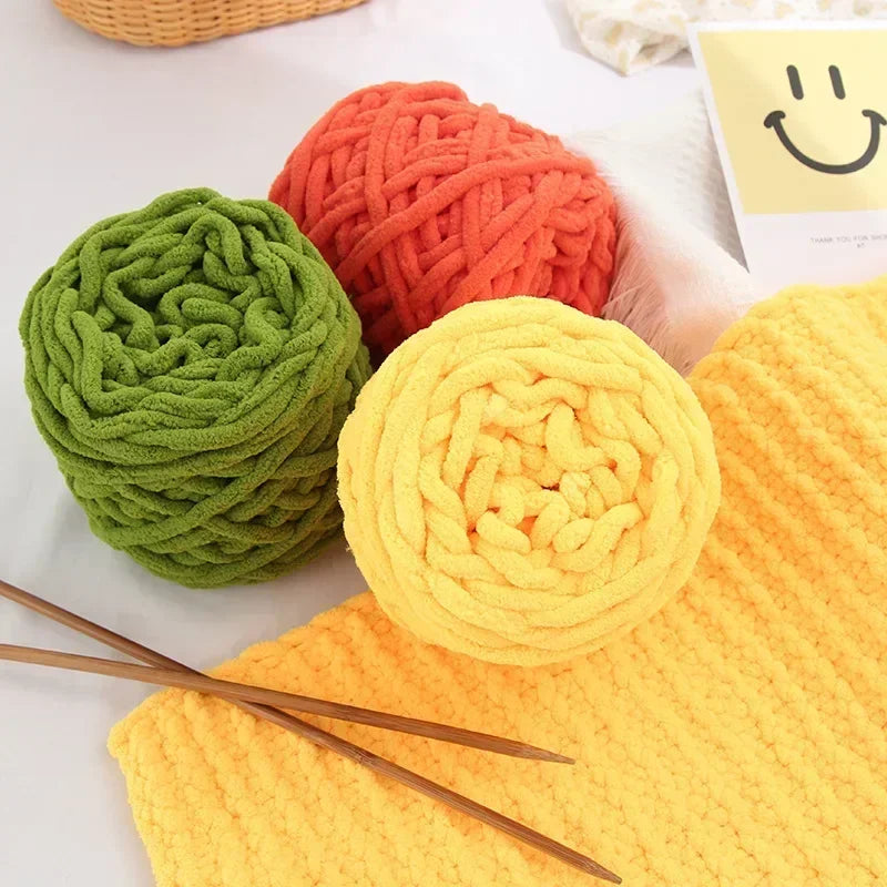 100g Chenille Knitting Yarn – Soft Thick Cotton Ice Strip Wool for DIY Hand Knitting Scarves & Crafts