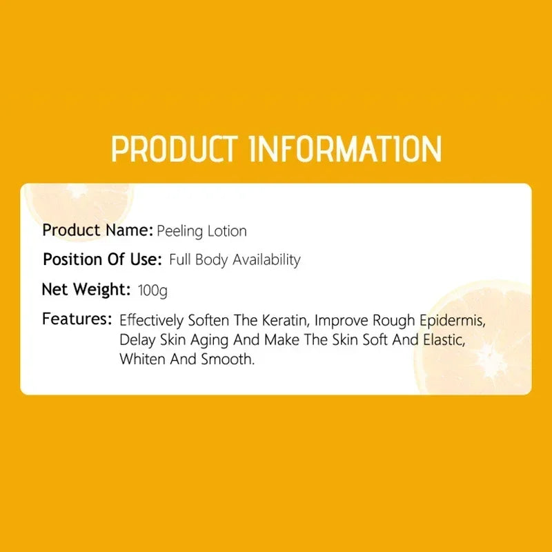 Yellow Peeling Lotion – 100% Organic Body Scrub with Hyaluronic Acid, Dark Skin Bleaching, Exfoliating, Whitening & Moisturizing