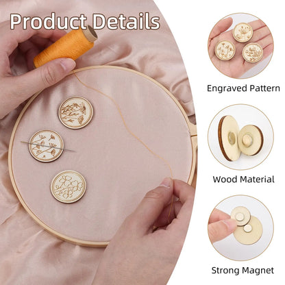 2PCS Round Magnetic Needle Minder Set Retro Embroidery Needle Holder Magnets