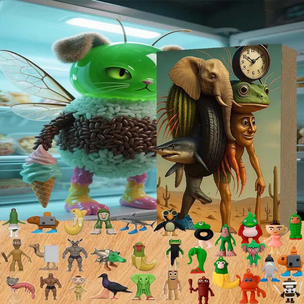 24-Day Advent Calendar – Cartoon Character Collectible Silicone Mini Figures & Surprise Ornaments Gift