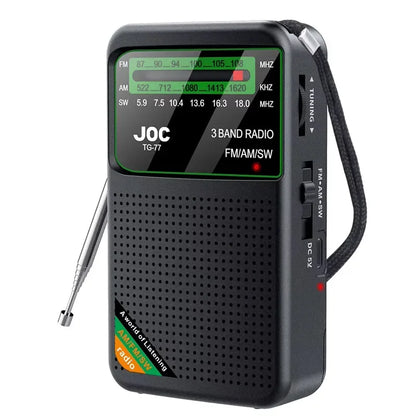 Portable AM/FM/SW Pocket Radio — Mini Receiver with Rechargeable Battery, Good Reception & Wired Earphone Support