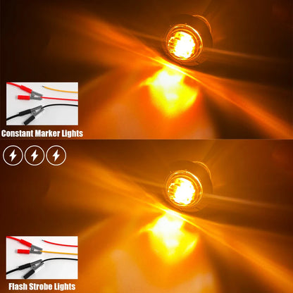 10PCS Strobe LED Side Marker Lights – 12-24V Clearance Indicator for Cars, Trucks, Trailers & RVs