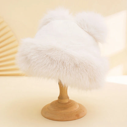 Autumn Winter Plush Big-Eared Wool Hat – Cute Solid Color Warm Ear-Protection Outdoor Beanie