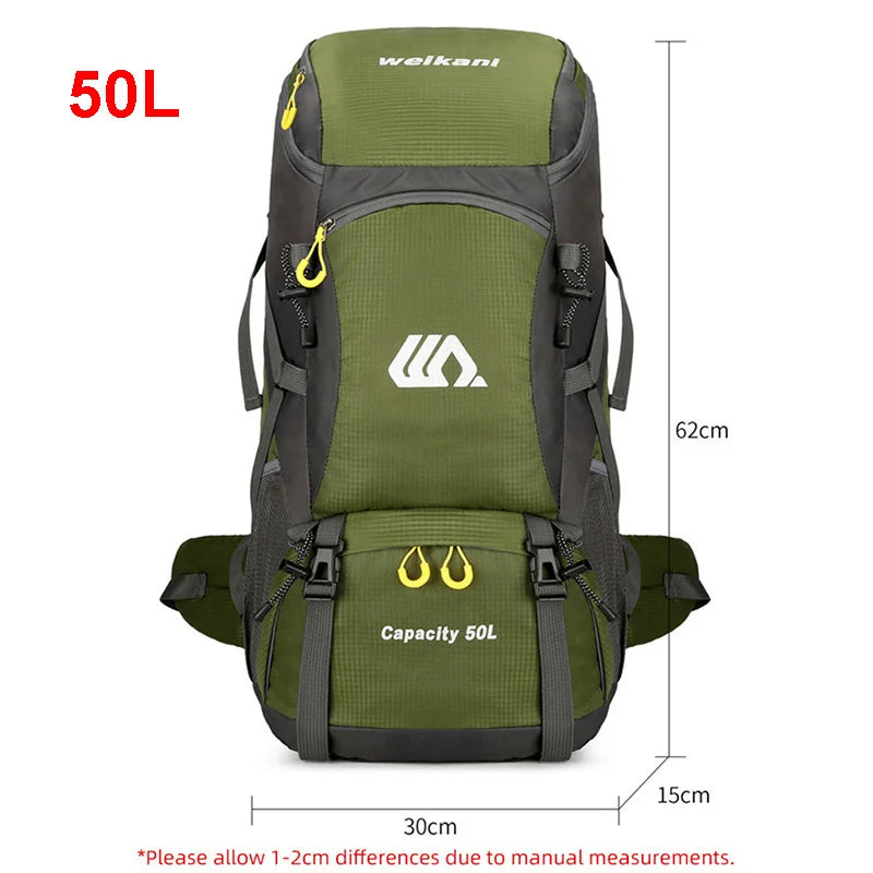 50L Travel Backpack for Men — Large Waterproof Hiking, Camping & Mountaineering Rucksack, Outdoor Sports Luggage Bag
