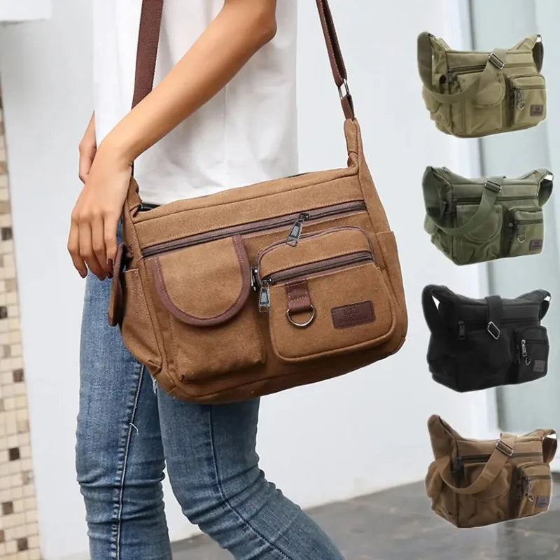 Men's Casual Sling Bag – Vintage Crossbody Messenger Shoulder Bag for Travel & Outdoor Use