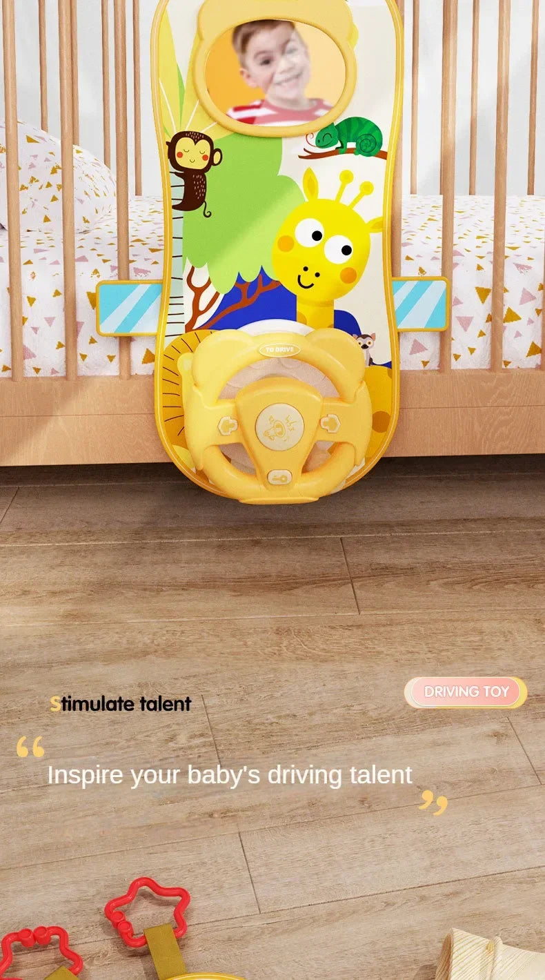 Kids Electric Copilot Steering Wheel Toy – Musical Simulated Driving Car Seat Educational Sound Toy