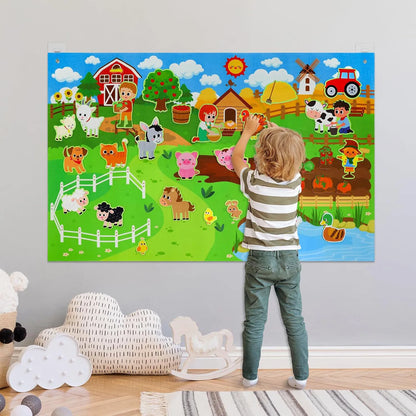 Farm Animals Felt Story Board Set – Interactive Early Learning Wall Puzzle Toys for Toddlers