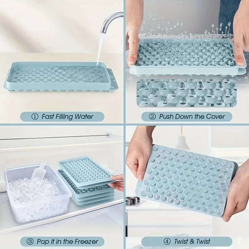 Mini Ice Cube Tray | 104 Holes Round Ice Ball Mold | Tiny Crushed for Chilling Bar Cocktail Whiskey Drink | Coffee Juice Kitchen Tool