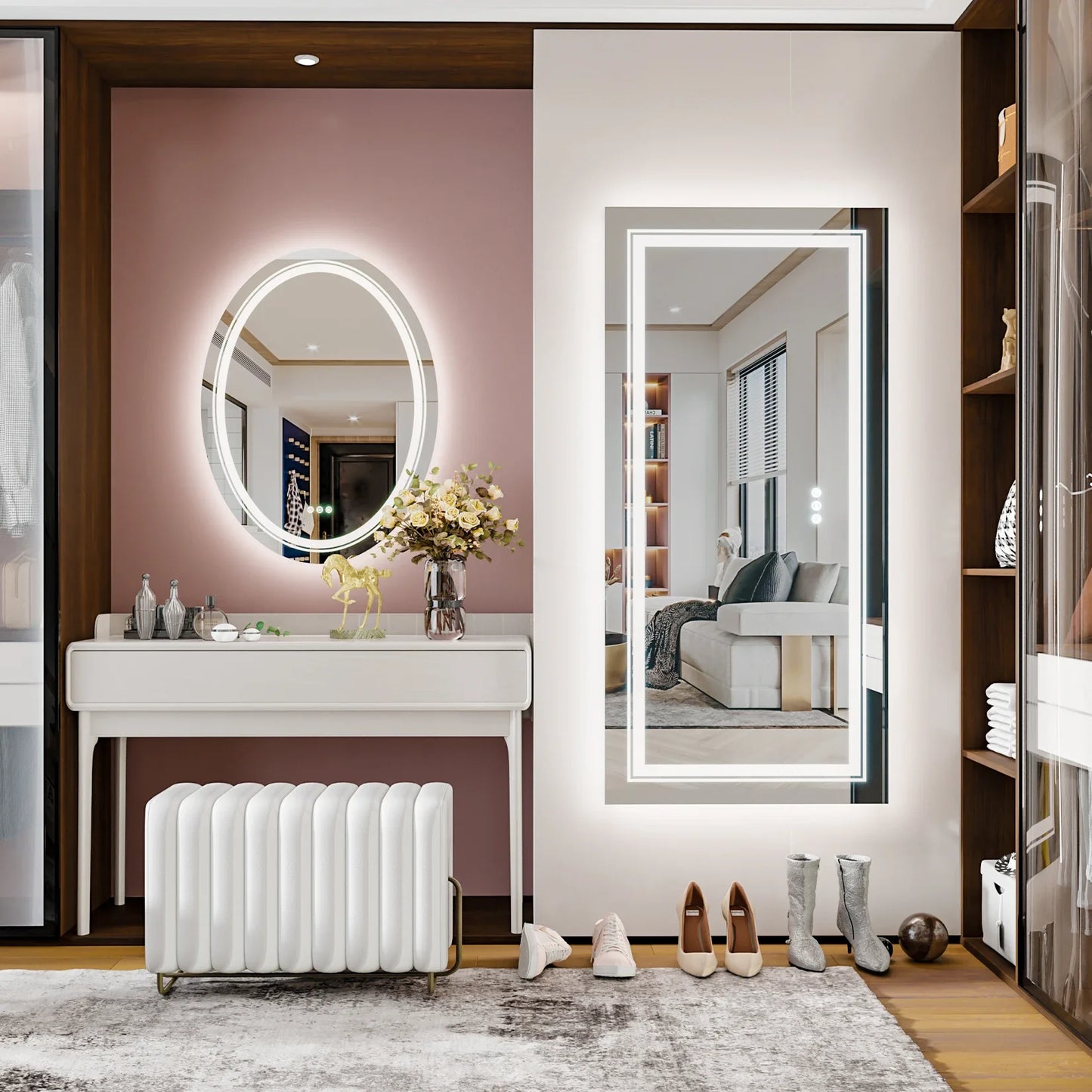 Extra Large Rectangle LED Bathroom Mirror – Dimmable, Anti-Fog, Shatter-Proof Vanity Mirror with Front & Backlight