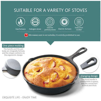 Cast Iron Frying Pan – 14/16/20cm Non-Stick Skillet for Omelettes, Pancakes & Induction Cooking