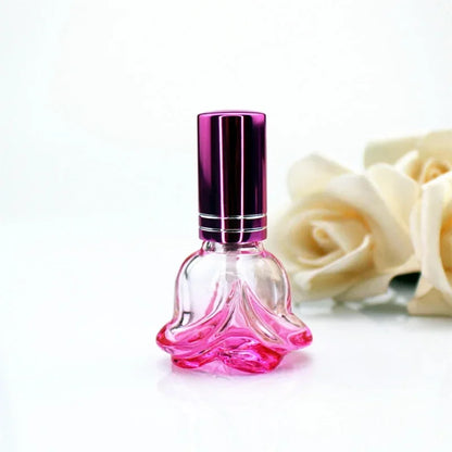 6ml Rose-Shaped Glass Perfume Bottle – Colorful Refillable Mini Scent Sprayer for Travel & Samples