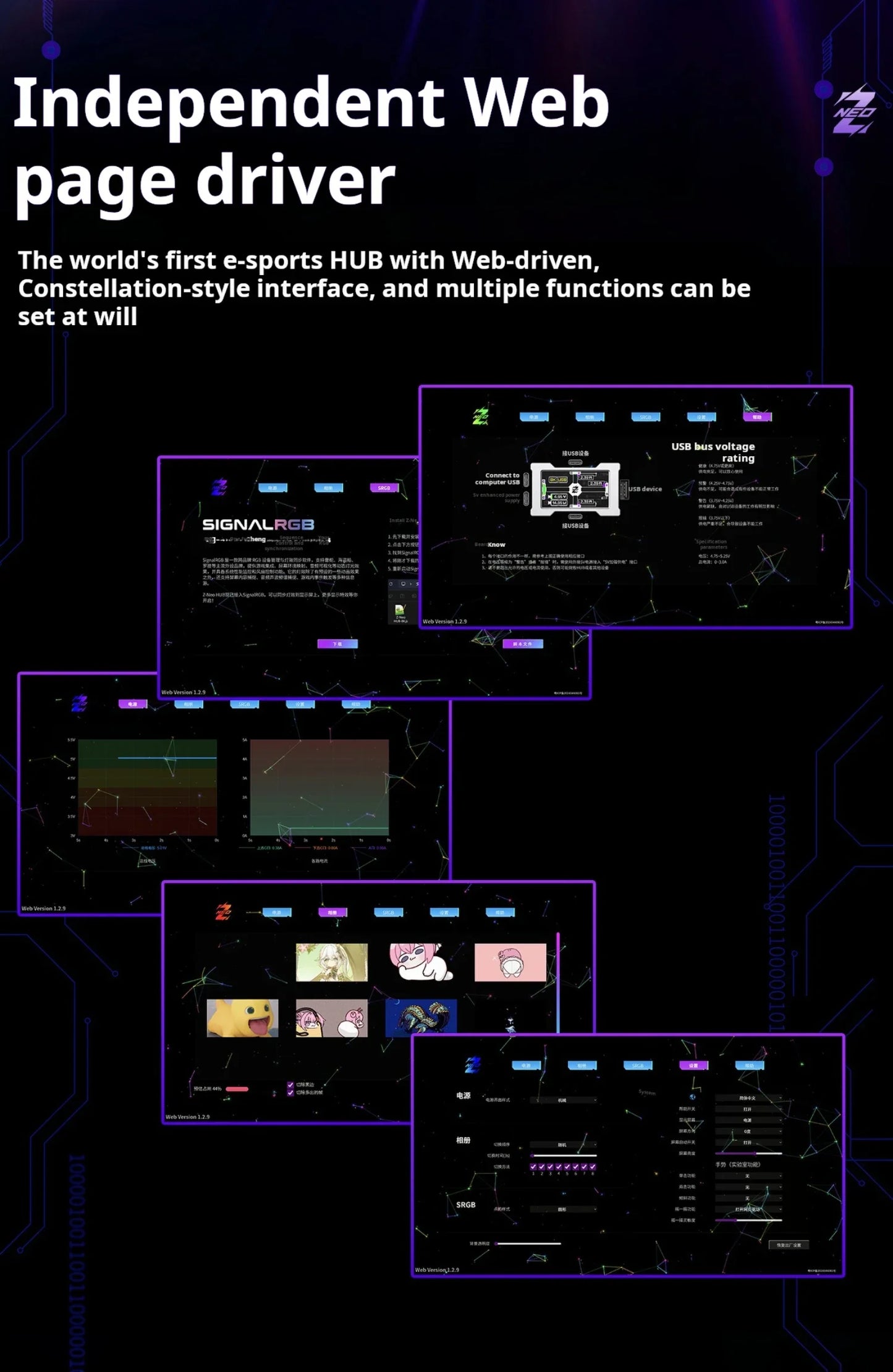 HMLAB ZNEO Gaming USB Hub – 2-to-3 Port with 8K Hz, Independent Power & Screen for Gaming Desk Setup