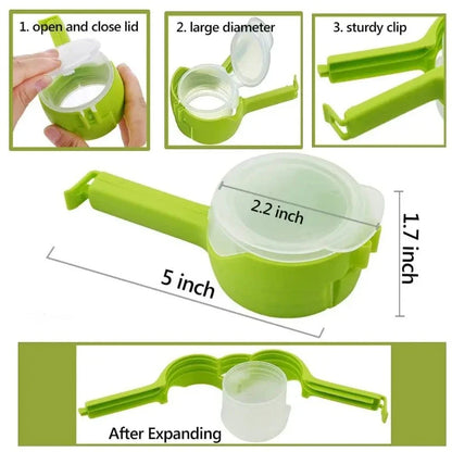 Food Storage Bag Clips with Pour Spouts - Kitchen Chip Sealer Clips, Plastic Cap for Freshness