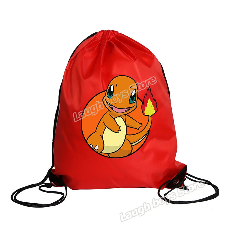 Pokémon Drawstring Tote Bag — Pikachu Character Print, Large Capacity Waterproof Backpack for Kids’ Shopping & Gift