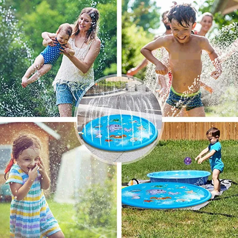 100/170 CM Children's Inflatable Water Spray Pad - Summer Beach Outdoor Game Toy for Lawn & Pool Fun