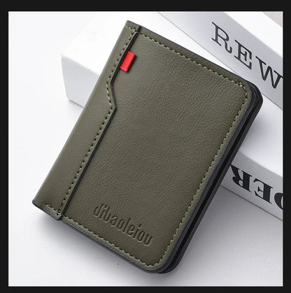 Ultra-Thin Mini PU Leather Credit Card Wallet – High-Quality Vertical Men’s Wallet Holder