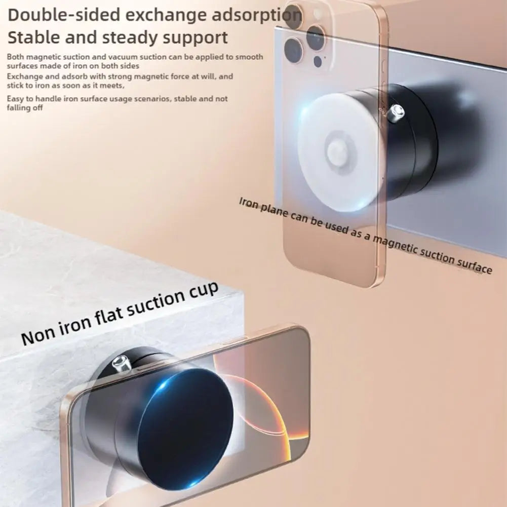Vacuum Magnetic Suction Cup Stand | Double-Sided Swivel Holder for Mobile Phones | Universal Folding Phone Mount